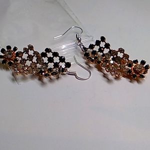 Rhinestone glass onyx earrings